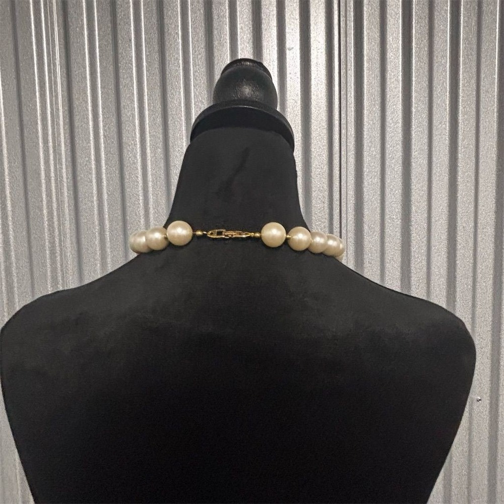 Vintage Napier Gold-Toned Faux Pearl Choker Necklace Women's Signed - Picture 3 of 13